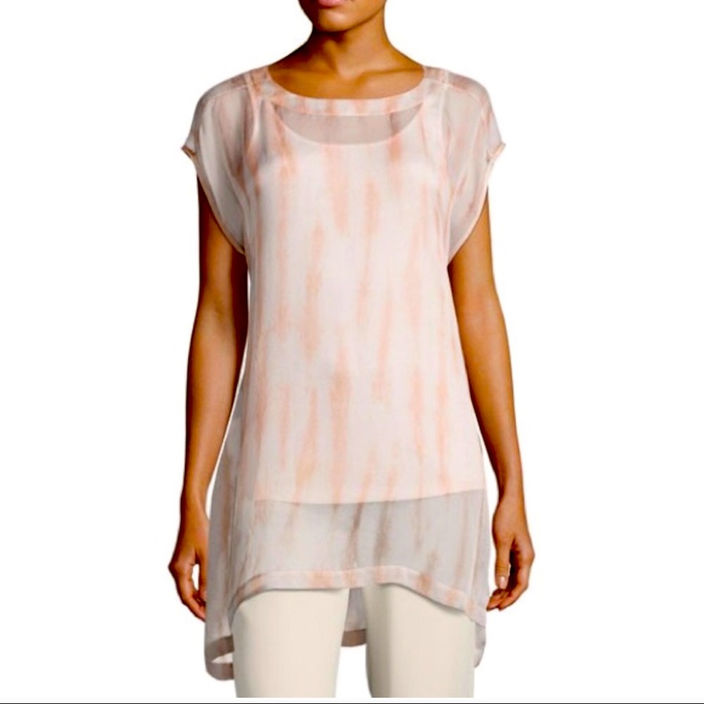 NWT: Eileen Fisher cap sleeve sheer silk tunic